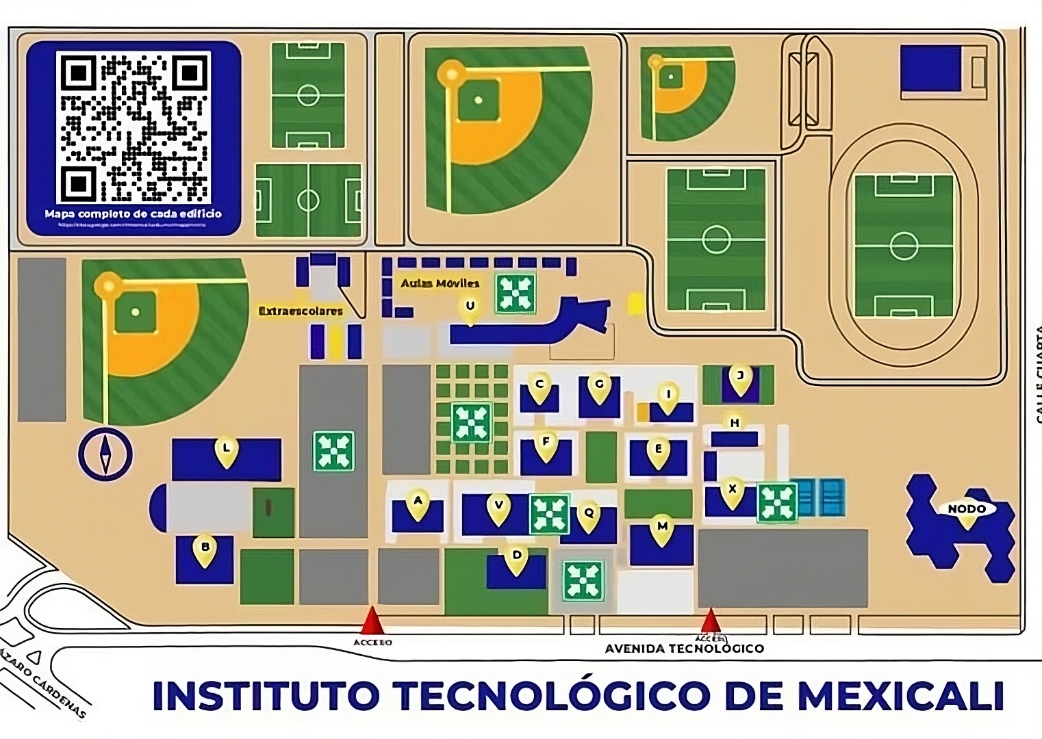 Imagen sobre la distribución y localización de los edificios del intituto tecnologico de mexicali sin leyenda